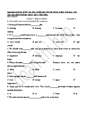 Bài tập Tiếng Anh Lớp 8 - Unit 7 Pollution - Đoàn Thị Hảo